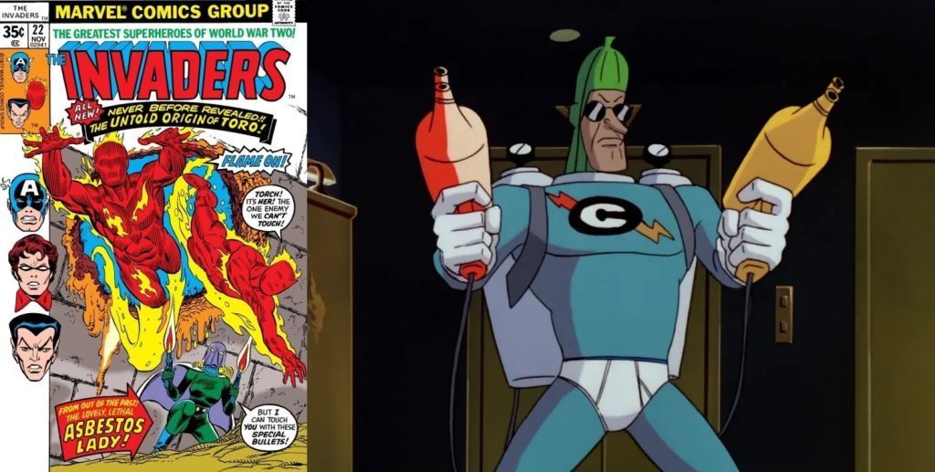 Marvel's Asbestos Lady and DC's Condiment King